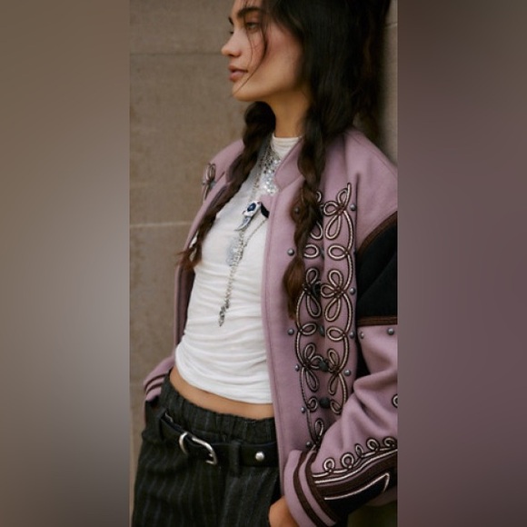 Free People Boy Band Bomber Wool Blend Jacket - Picture 6 of 6